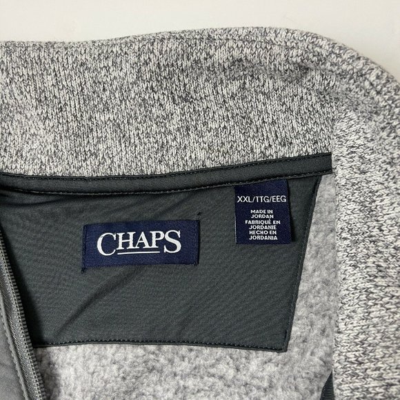 Chaps Men's Gray Heather 1/4 Zip Fleece Pullover NWT Size XXL - Picture 4 of 7